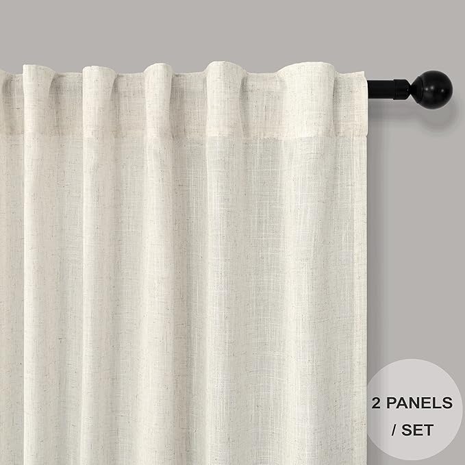 Pitalk Ivory Cream Colored Curtains 90 Inch Length - Image 2