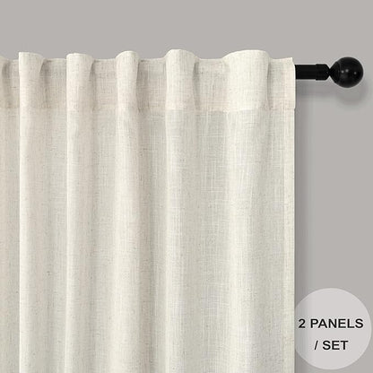 Pitalk Cream Sheer Curtains for Living Room 100 Inches Long 2 Panels Pocket - Image 2