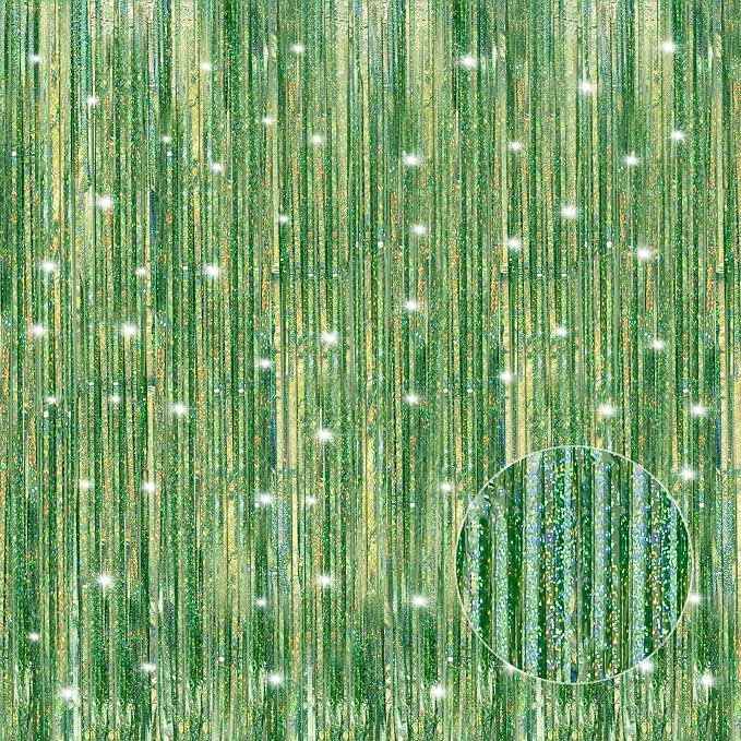 3 Pack 3.3 x 9.9 ft Holographic Light Green Streamers Party Decorations | Foil by Crosize