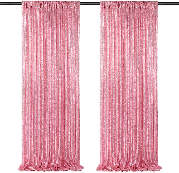 Blush Pink Sequin Backdrop 2 Panels 2FTx8FT Glitter Backdrop Curtain | by QueenDream