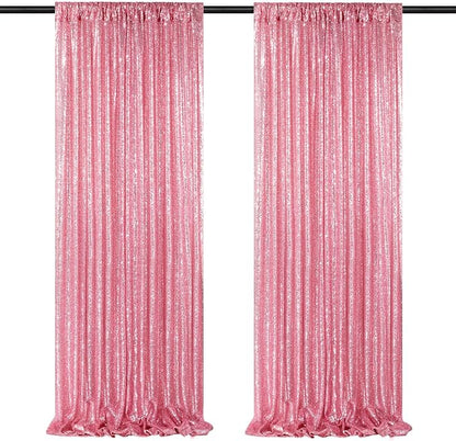 Blush Pink Sequin Backdrop 2 Panels 2FTx8FT Glitter Backdrop Curtain | by QueenDream