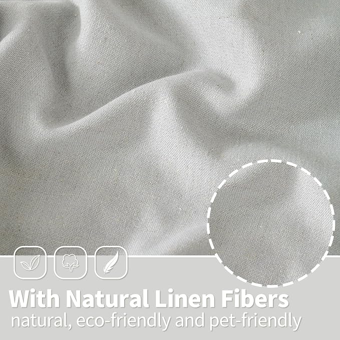 YoungsTex Grey Linen Semi Sheer Curtains 63 Inches Length - Image 3