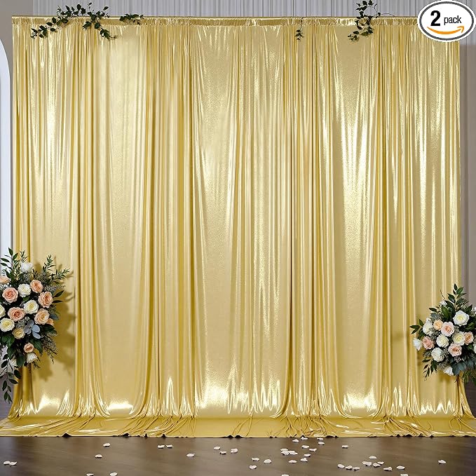 Outpain 10x10ft Gold Sequin Backdrop Curtains, Wrinkle Free Glitter Backdrop by Outpain