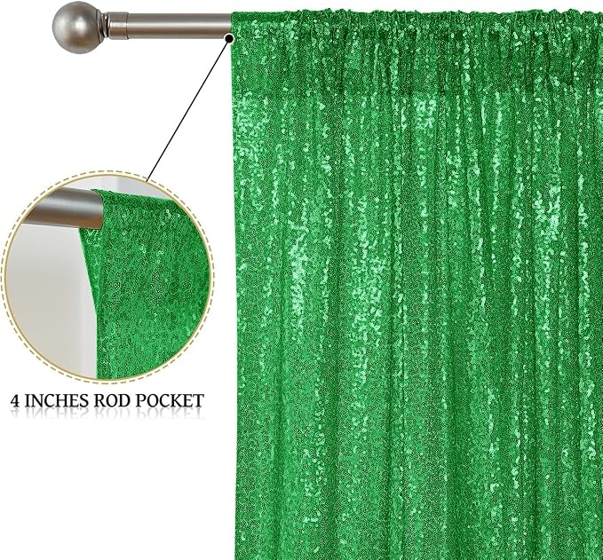 Sugargirl Grass Green Sequin Backdrop Curtain 6 Panels 2FTx8FT Glitter Grass - Image 4