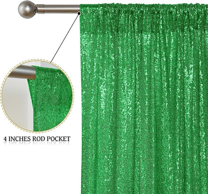 Sugargirl Grass Green Sequin Backdrop Curtain 4FTx8FT Glitter Grass Green - Image 5