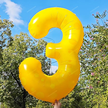 40in Yellow Polka Dot Number 3 Helium Foil Polyester Film Balloon Digital 3 | - Image 5