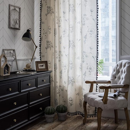 Sutuo Home Boho Curtain with Handmade Tassels, Rod Pocket Window Treatment - Image 2