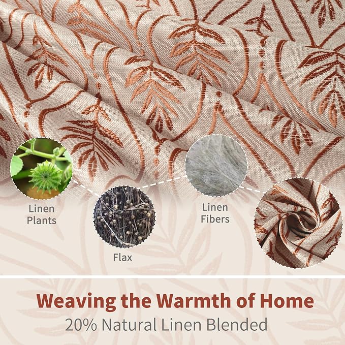 BGment Terracotta Leaf Jacquard Curtains - Image 3