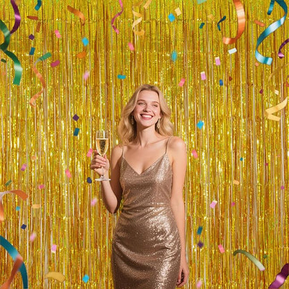 Shimmering Gold Foil Fringe Curtains - Image 7