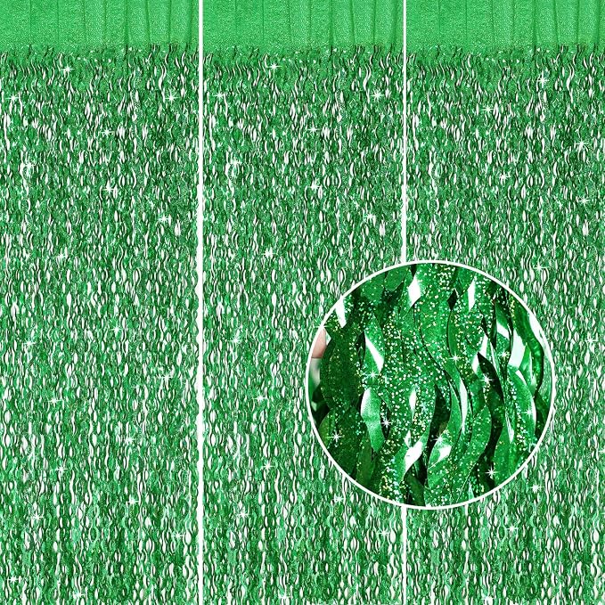 Green Foil Backdrop Curtain by CYLMFC