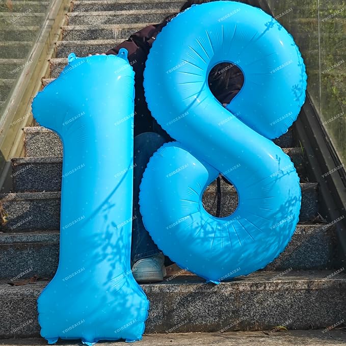 40IN Blue Birthday Number 4 Balloons Fluorescent Blue Balloon Foil Balloon | - Image 4