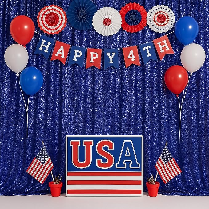 PartyDelight Navy Blue Sequin Backdrop Curtains 6x8ft | Sparkly 3mm sequins - Image 6