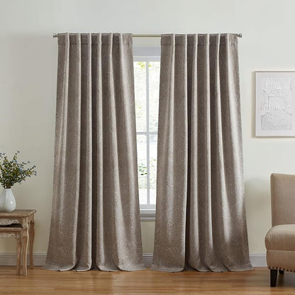 Threadmade Vittoria Paisley Printed Blackout Curtain Panel, Natural by ElreneHomeFashions