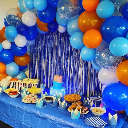 Blue and Orange Balloon Garland Arch Kit, Klein Navy Light Blue Teal Orange - Image 5