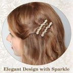 2 Pcs Pearl Hair Clip, Gold Hair Barrettes, Elegant Pearl Barrette, Small Decorative Pearls Hair Clips for Women Thick Thin Hair Party Wedding (Gold)