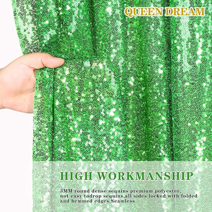 6x8FT Glitter Green Sequin Backdrop Curtain - Image 4