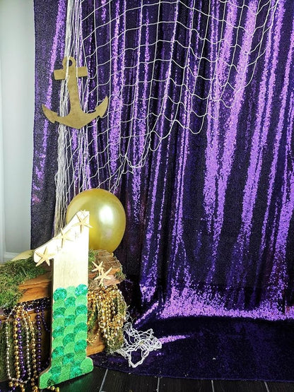 ShinyBeauty 4FT x 7FT Purple Sequin Backdrop | Photobooth Background | Wedding - Image 8