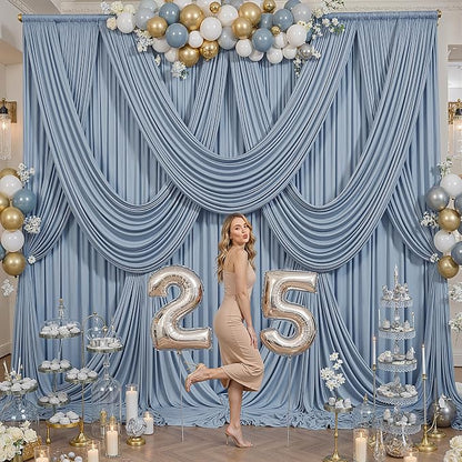 50ft x 12ft Dusty Blue Backdrop Curtains - Image 8
