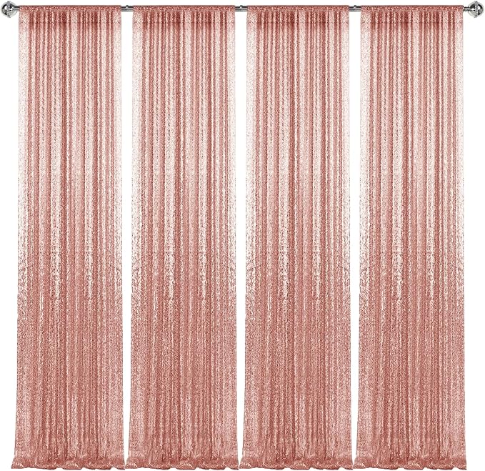 2×8FT-4PCS Rose Gold Sequin Backdrop Curtains Panels, Photography Backdrop - Image 8