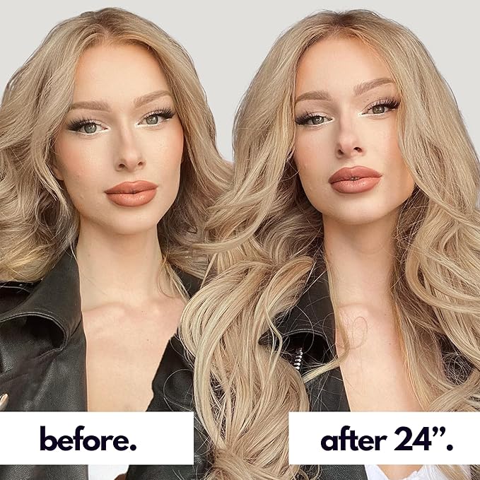 Irresistible Me Real Human Hair Extensions Clip Ins – 100% Human Hair Clip In Extensions for Length & Volume – Invisible Extension – Heat Resistant & Dyeable – Medium Blonde, 20 Inches