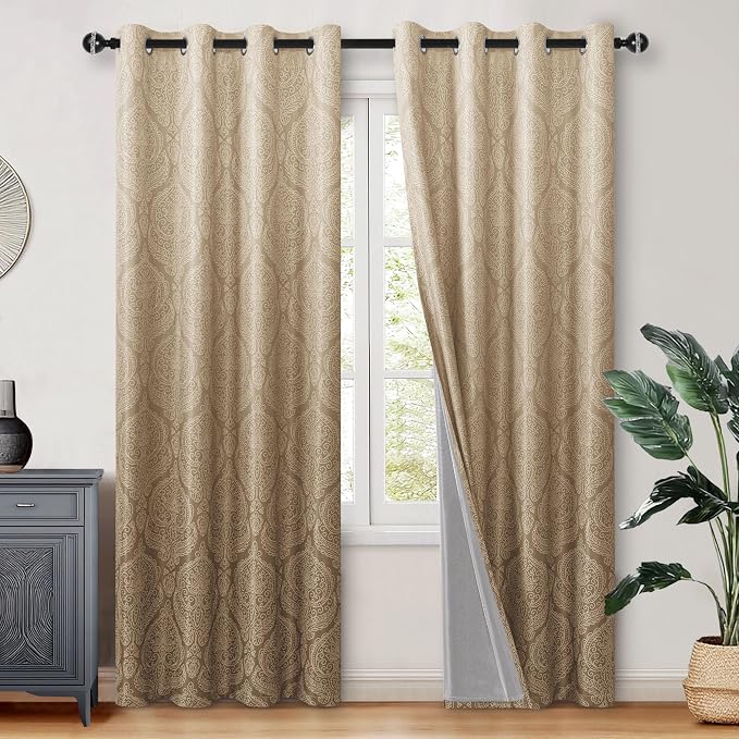 DWCN 100% Blackout Curtains for Bedroom 90 Inch Long by DWCN