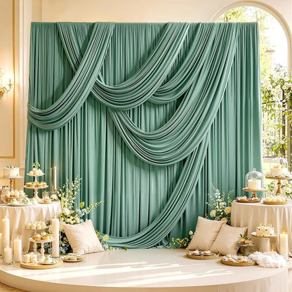 12ft x 10ft Grayish Green Backdrop Curtains - Image 5