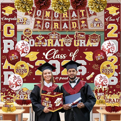 Graduation Decorations Class of 2026 Maroon and Gold Graduation Decorations - Image 2