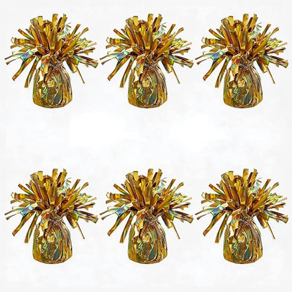 Glitter Gold Balloon Weights, 6 Pack | Glitter gold PET film; helium balloon by Unknown