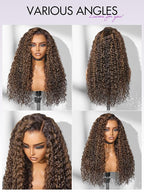 LUVME HAIR 7x6 HD Lace All-Day Comfort Wig PartingMax Lace Wigs Water Wave Curly Lace Front Wigs Human Hair Pre Cut Plucked Lace Frontal Glueless 24 Inches Hlighlight Color