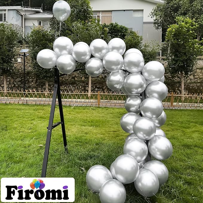 Firomi Metallic Chrome Silver Balloons 12-inch 100 Pack | Thicken Helium Shiny - Image 4