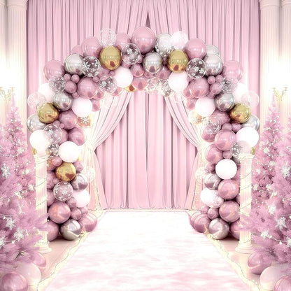 Pink White Winter Wonderland Snowflake Balloons Set, Metallic Light Pink Gold - Image 6