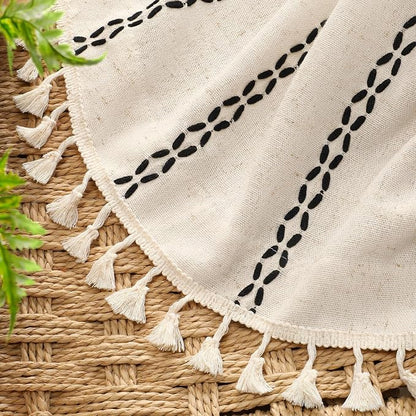 Beige 100% Boho Blackout Curtains 84 Inch 2 Panels - Image 3