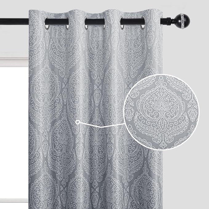 DWCN Grey 100% Blackout Curtains - Image 2