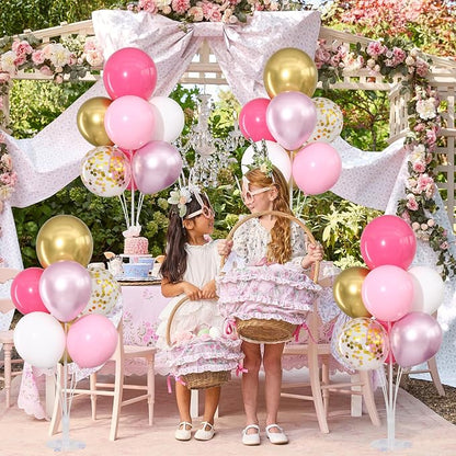 Pink White and Gold Balloons Table Centerpieces Stand Kit 4 Sets - Image 9
