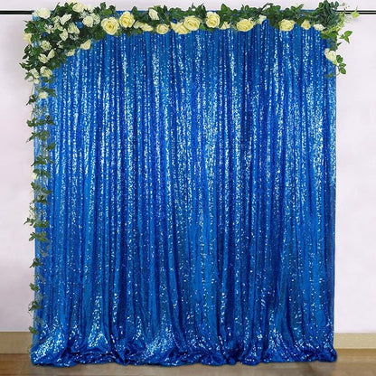 ShinyBeauty Sequin Curtain Royal Blue 4FTx8FT Sequin Photo Backdrop Royal Blue by ShinyBeauty