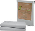 LANE LINEN 100% Organic Cotton Pillowcases - Standard Size and Crisp Cool Percale Weave Sleeping Pillow Covers Set of 2 Silver