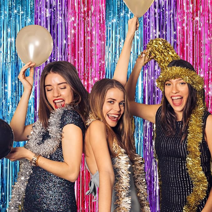 2Pack Blue Purple Pink Party Streamers, Photo Booth Props - Image 6