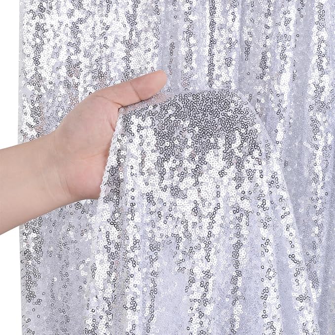 Silver Sequin Backdrop Curtains 6 Pcs 2ftx8ft Silver Curtains Background | - Image 6