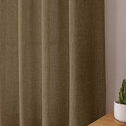 Tollpiz Linen Curtain Bedroom Rod Pocket Semi Sheer Curtains Burlap Light - Image 8