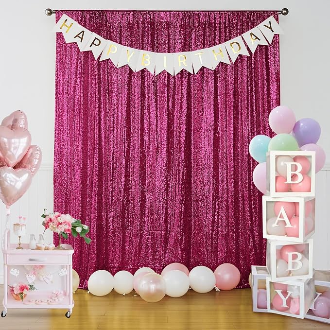 Sugargirl Fuchsia Sequin Backdrop Curtain 6 Panels 2FTx8FT Glitter Fuchsia - Image 7