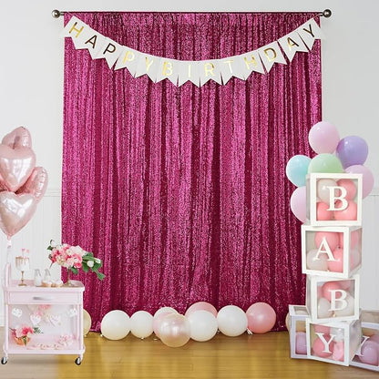 Sugargirl Fuchsia Sequin Backdrop Curtain 6 Panels 2FTx8FT Glitter Fuchsia - Image 7