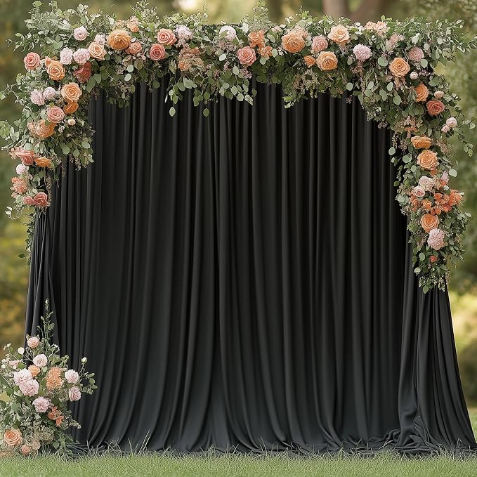 Black Backdrop Curtain for Wedding Parties Backdrop Drapes 10x10FT | Wrinkle by Wokceer