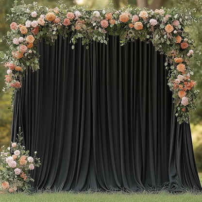 Black Backdrop Curtain for Wedding Parties Backdrop Drapes 10x10FT | Wrinkle by Wokceer