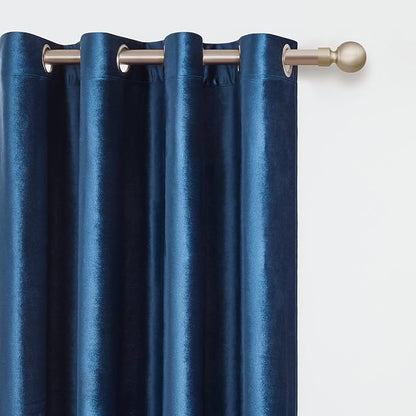 BULBUL Velvet Navy Blue Blackout Curtains 96 inches - Image 2