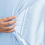 Light Blue Satin Pillowcase Standard Set of 2 with Envelope Closure，Light Blue Silk Pillowcase for Hair and Skin (20x26)