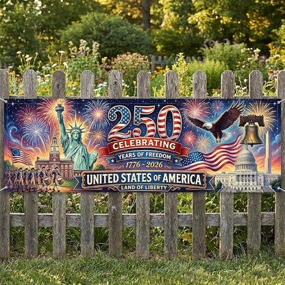 Personalized 250 Years of Freedom USA Banner 1776-2026, Patriotic American - Image 2