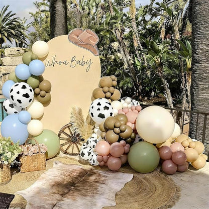 Cow Print Balloons, 12 Inch Farm Animal Retro Dusty Blue Green Beige Black Sand - Image 6