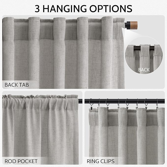Light Gray Linen Curtains 108 Inches Long - Image 2