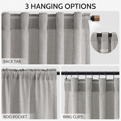 Light Gray Linen Curtains 108 Inches Long - Image 2