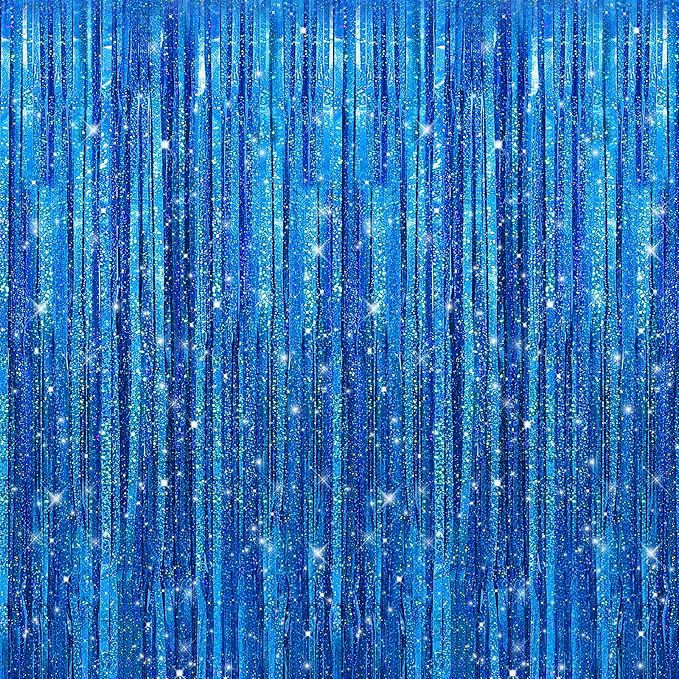 7 Pack 3.3 x 9.9 ft Holographic Dark Blue Streamers Party Decorations | Foil by Crosize